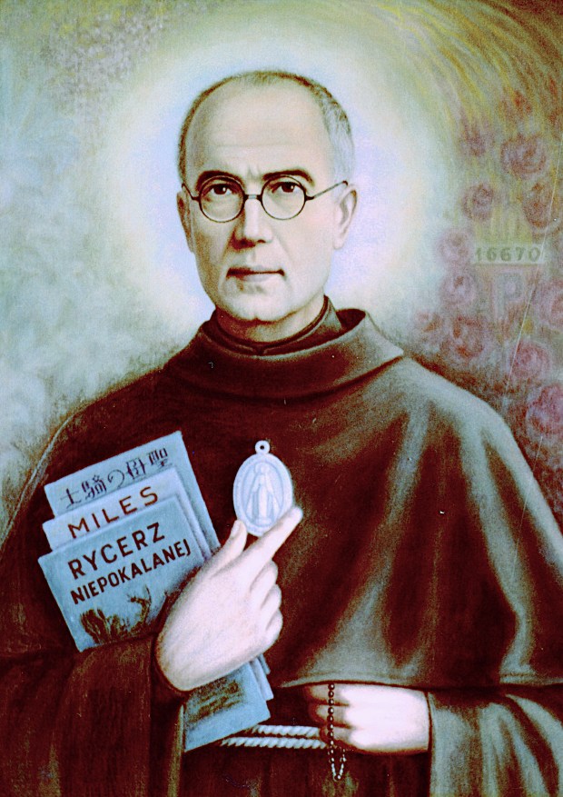 Obraz o. Maksymiliana Kolbego, który namalował br. Felicissimus Sztyk OFMConv.