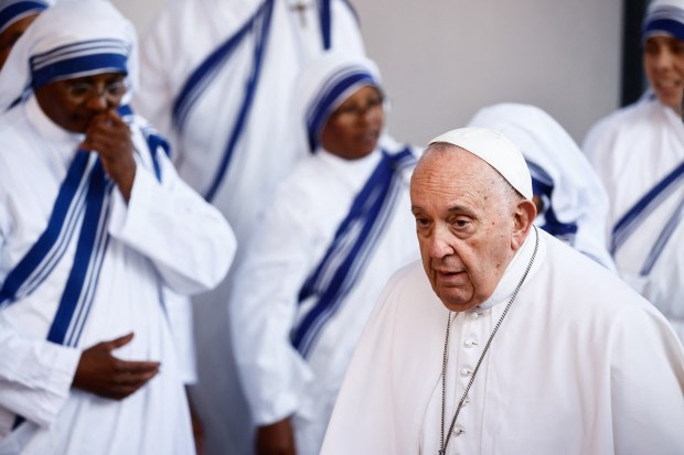 Pope Francis private meeting with people experiencing economic hardship at the House of the Missionaries of Charity