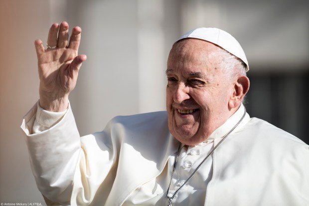 Pope Francis during his weekly general audience in St. Peter's square at the Vatican on April 17, 2024