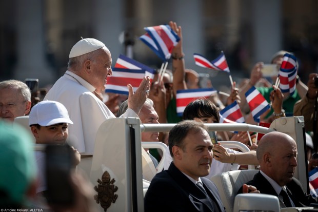 Pope Francis during his weekly general audience in St. Peter's square at the Vatican on May 29, 2024.