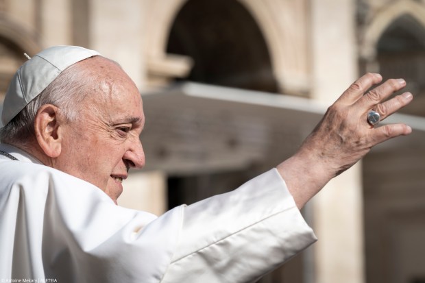 Pope Francis during his weekly general audience in St. Peter's square at the Vatican on May 22, 2024.