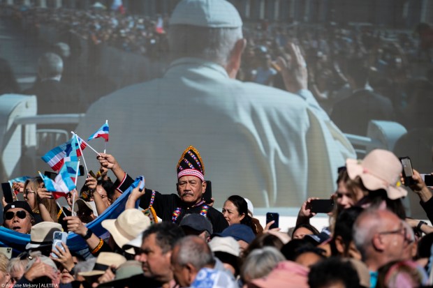 Pope Francis during his weekly general audience in St. Peter's square at the Vatican on June 05, 2024.