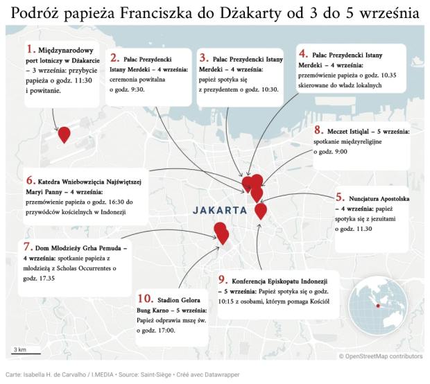 Podróż papieża do Indonezji – infografika